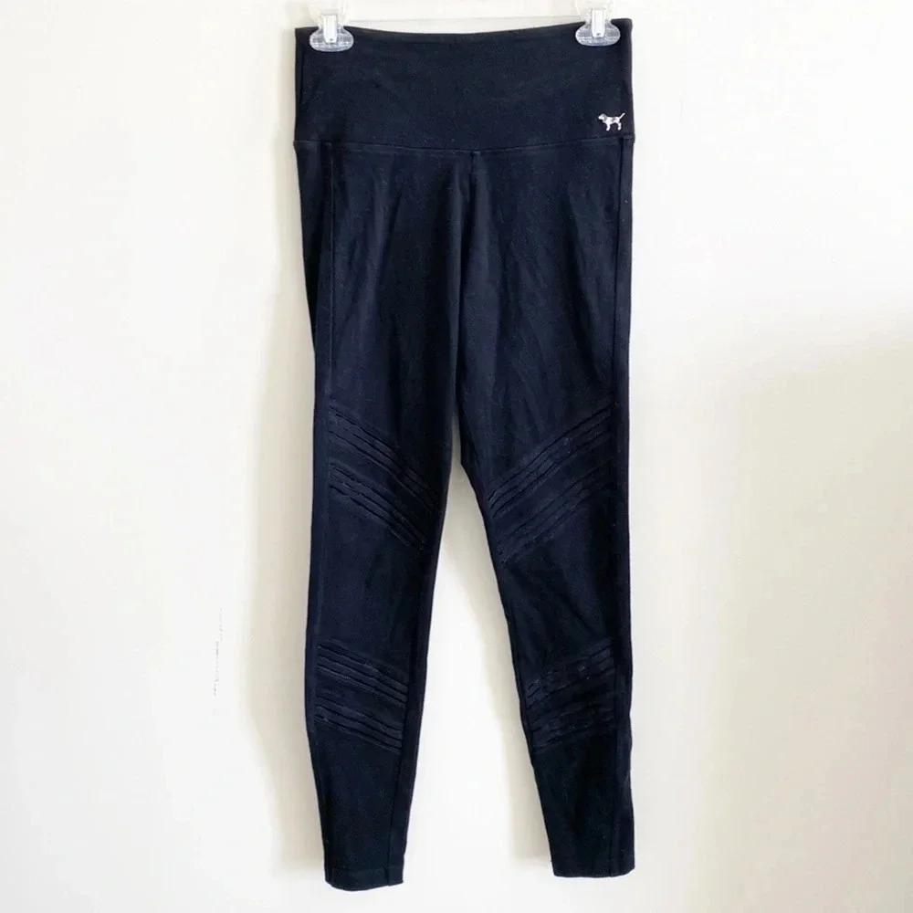 VS PINK black high rise moto leggings